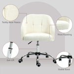 HOMCOM HOMCOM Fluffy Vanity Chair 46-56cm Height Adjustable Tilt Swivel With Wheels For Desk - Office Chair
