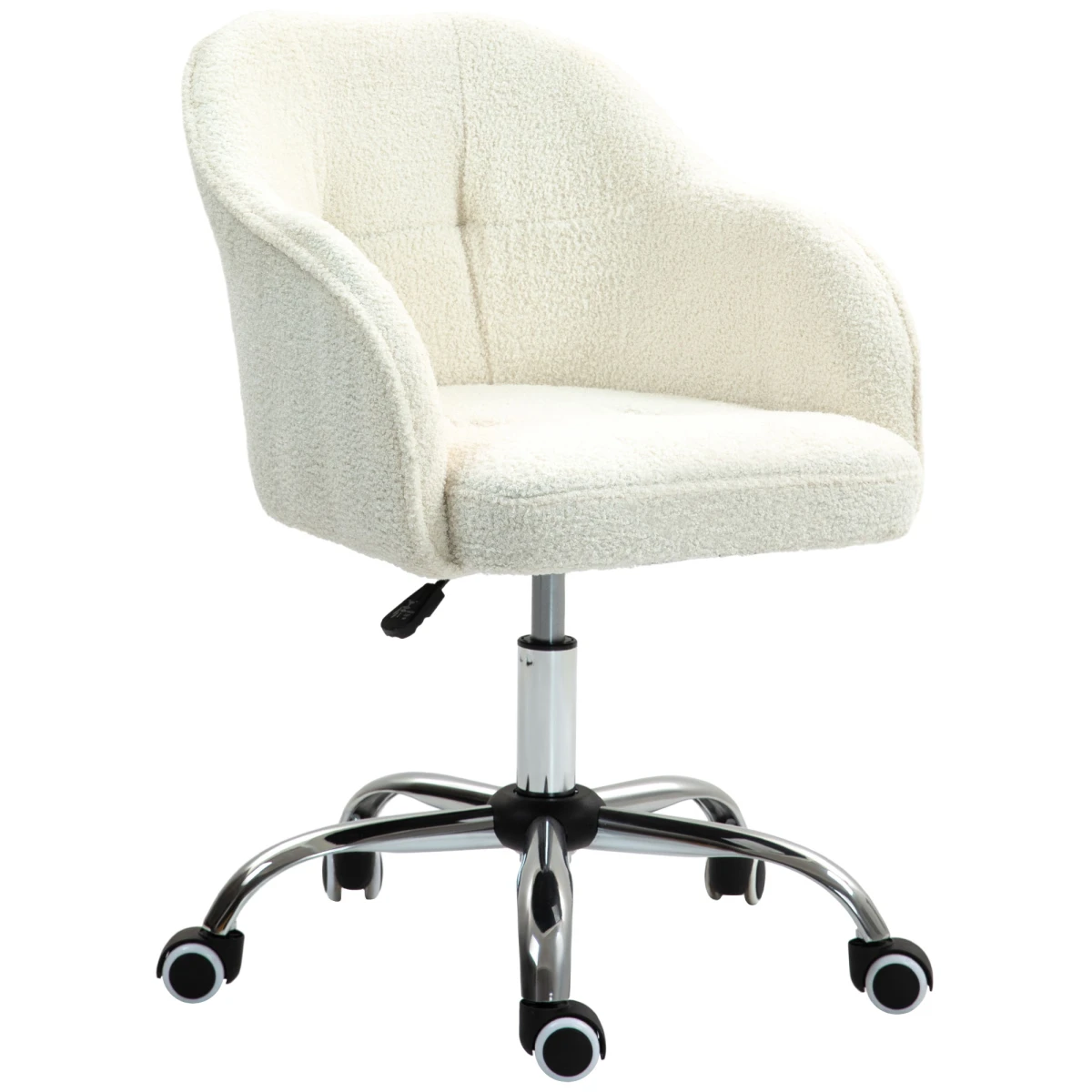HOMCOM HOMCOM Fluffy Vanity Chair 46-56cm Height Adjustable Tilt Swivel With Wheels For Desk - Office Chair