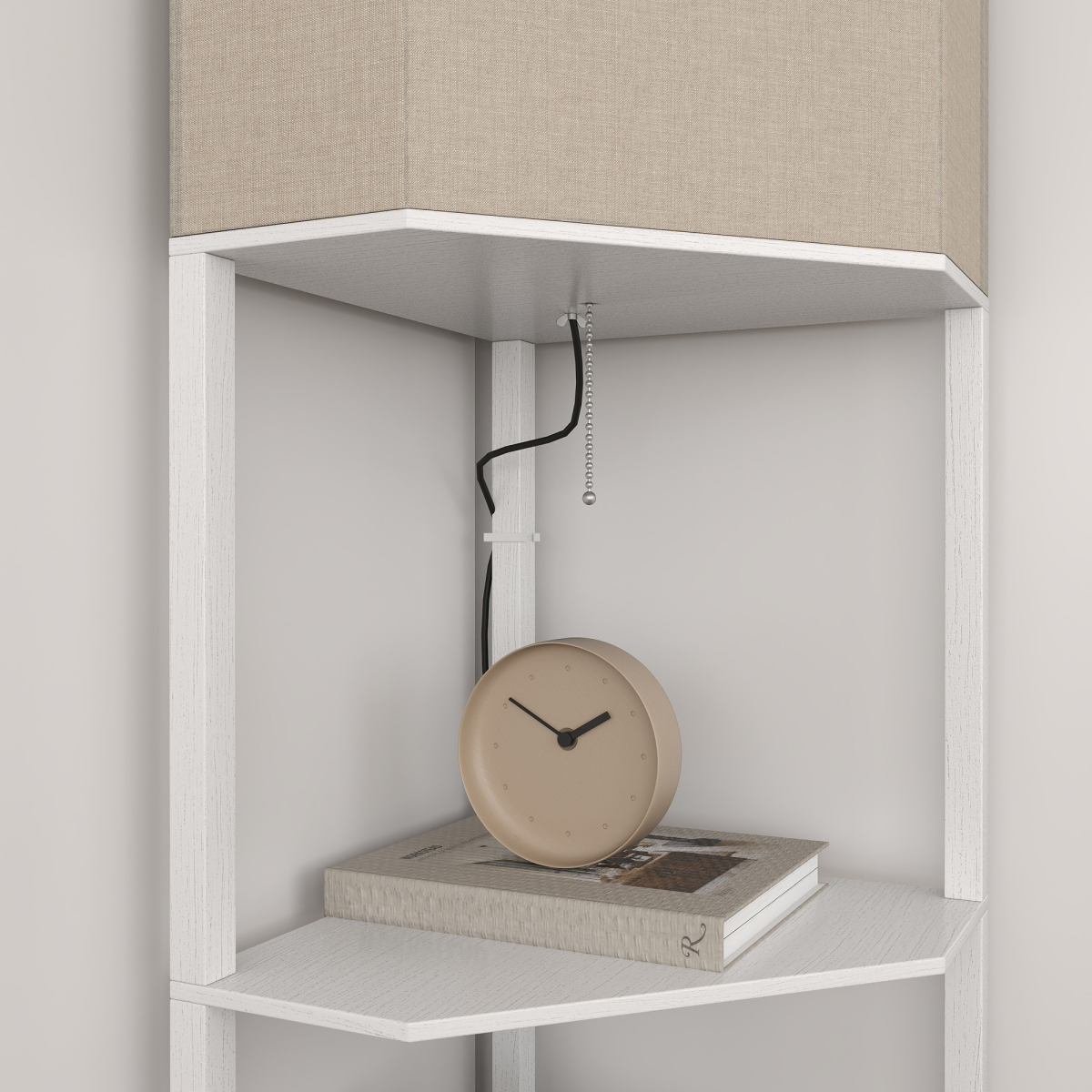 HOMCOM Corner Modern Floor Lamp with Shelves for Living Room, Bedroom showcases a stylish design with functional storage.