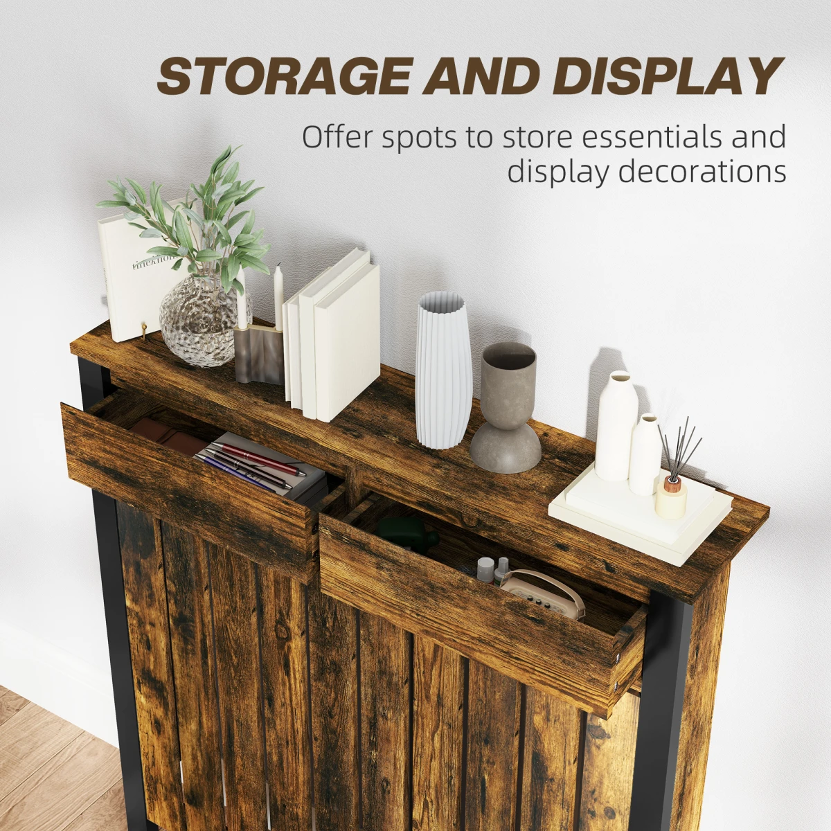 HOMCOM Radiator Cover With Drawer 88x19x93cm Home by HOMCOM