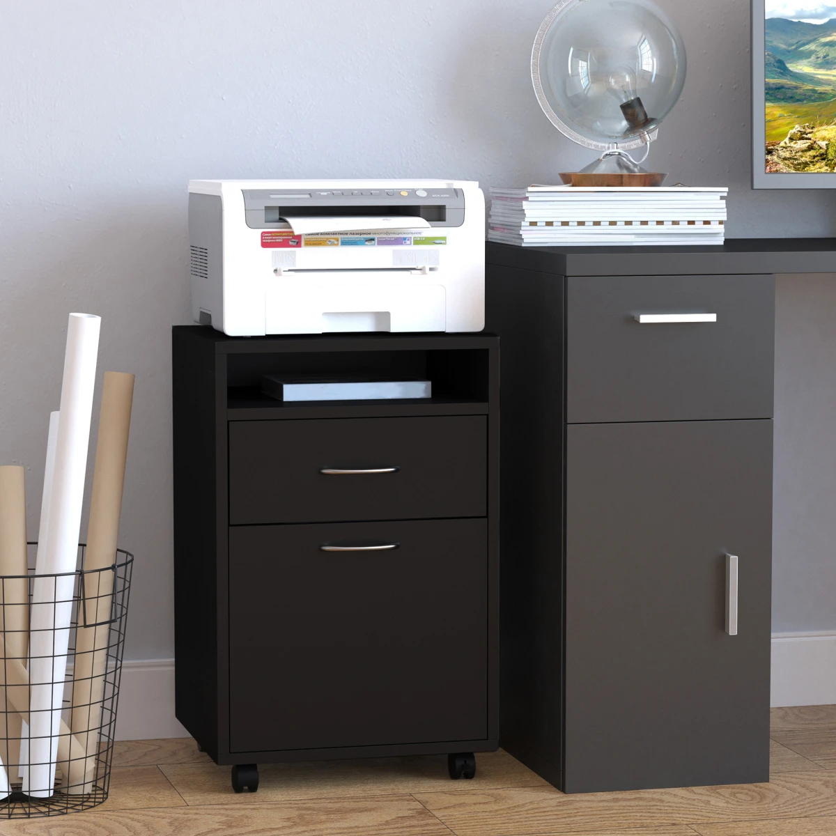 HOMCOM Filing Cabinet 60cm Open Shelf Home Office by HOMCOM