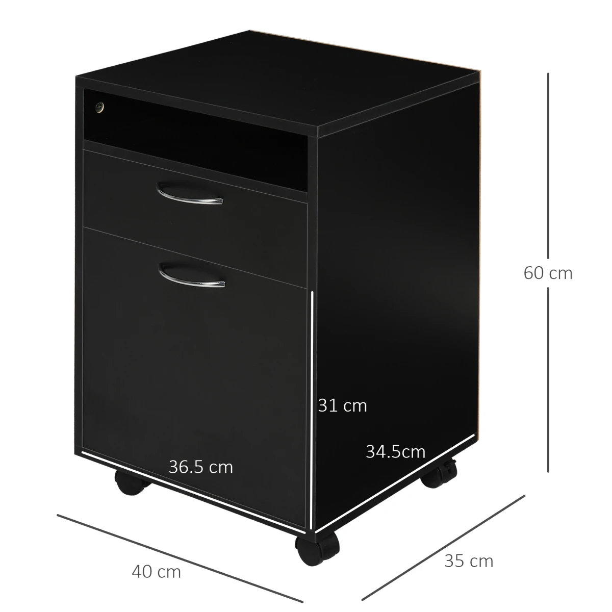 HOMCOM Filing Cabinet 60cm Open Shelf Home Office by HOMCOM