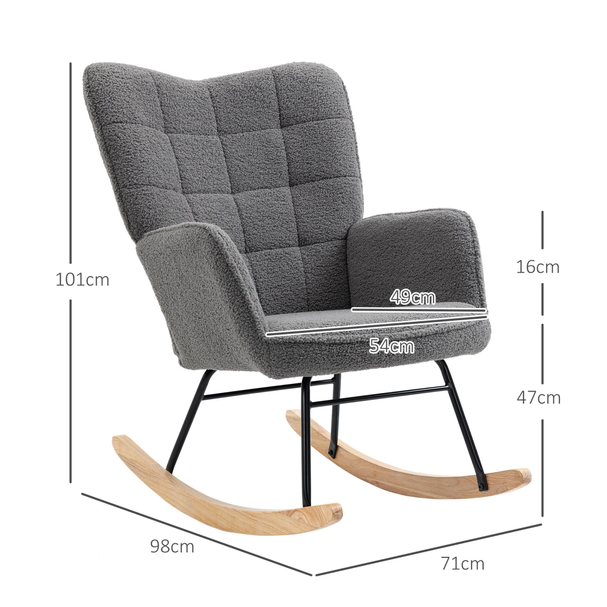 HOMCOM HOMCOM Wingback Rocker Plush Nursing - Accent Chair