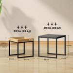 HOMCOM Nesting Coffee Tables Set Compact Square White And Wood For Small Space Living by HOMCOM