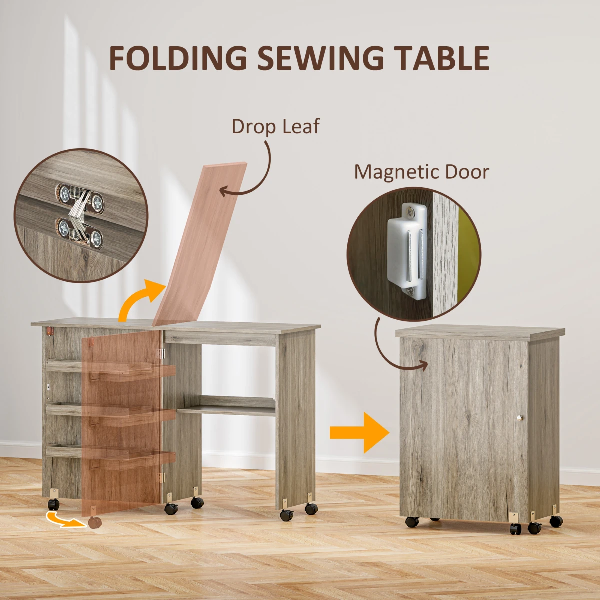 HOMCOM Folding Sewing Table Wide Drop Leaf For Crafters by HOMCOM
