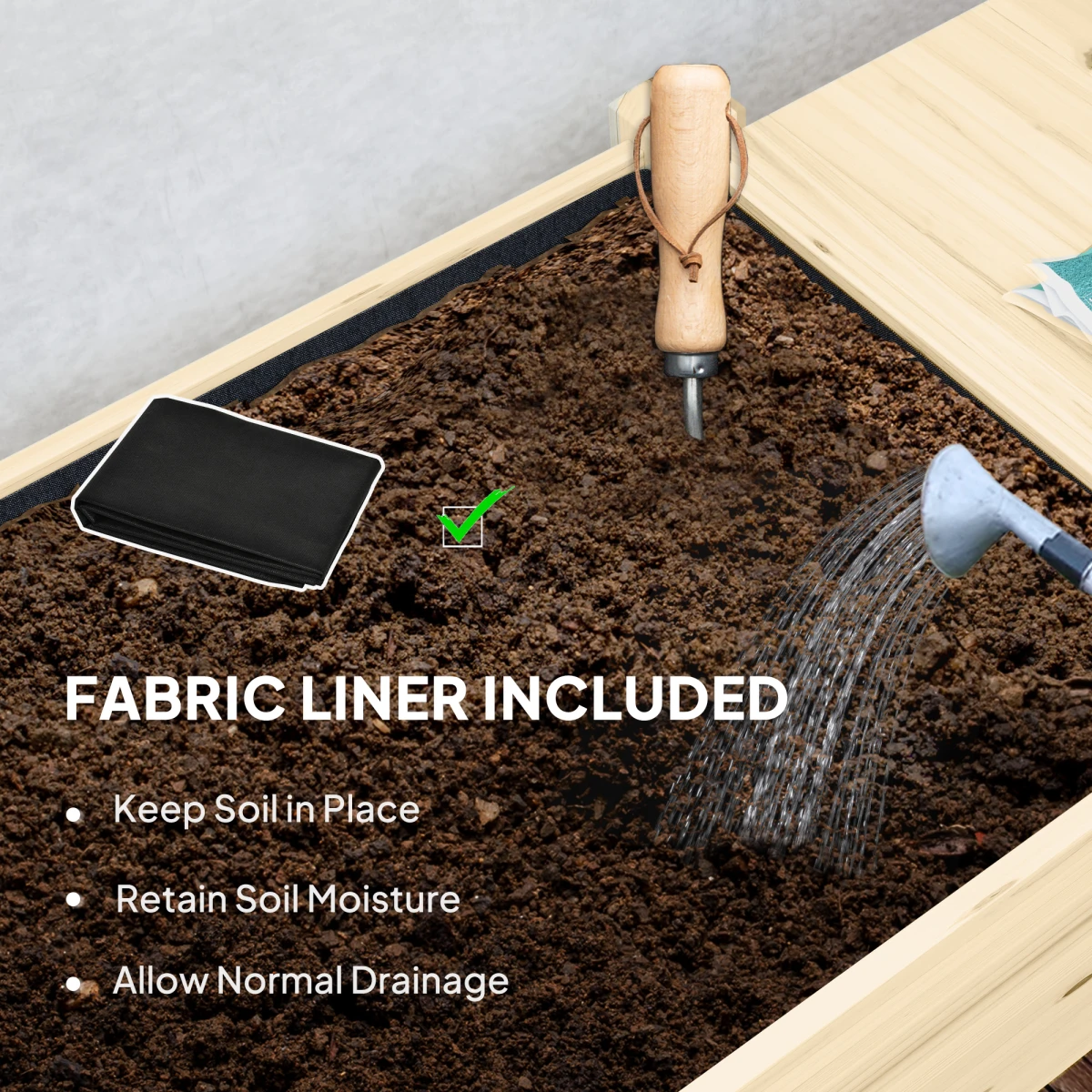Outsunny Outsunny Wooden Raised Planter With Lockable Wheels Liner - Planters