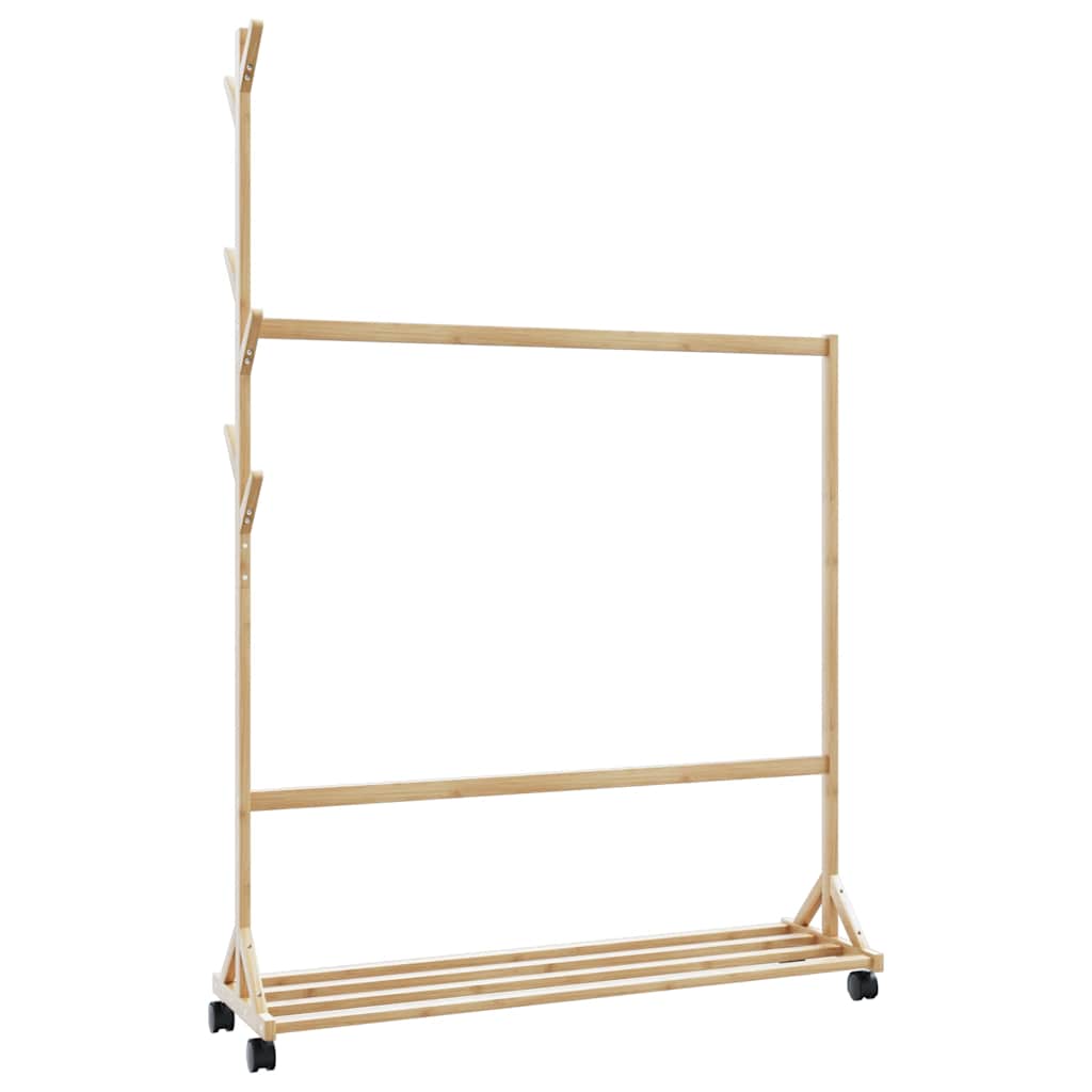 vidaXL Clothes Rack 100x35x157 Cm Bamboo With Hooks And Wheels For Home Laundry Storage - vidaXL - Home Symphony