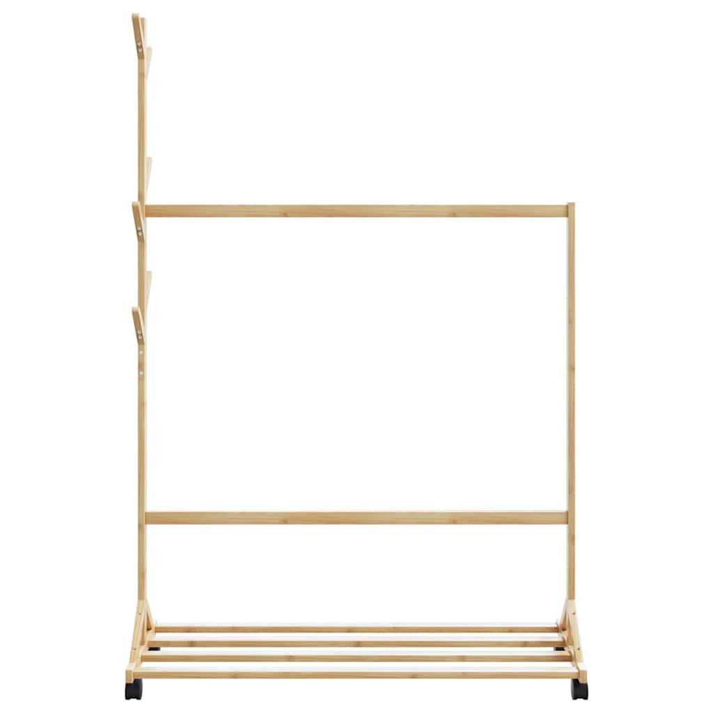vidaXL Clothes Rack 100x35x157 Cm Bamboo With Hooks And Wheels For Home Laundry Storage - vidaXL - Home Symphony