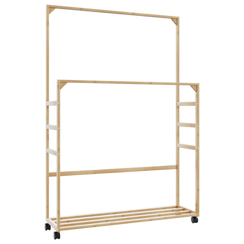 VidaXL Clothes Rack 90x35x155 cm Bamboo Construction With Shelves And Wheels For Small Spaces - vidaXL - Home Symphony