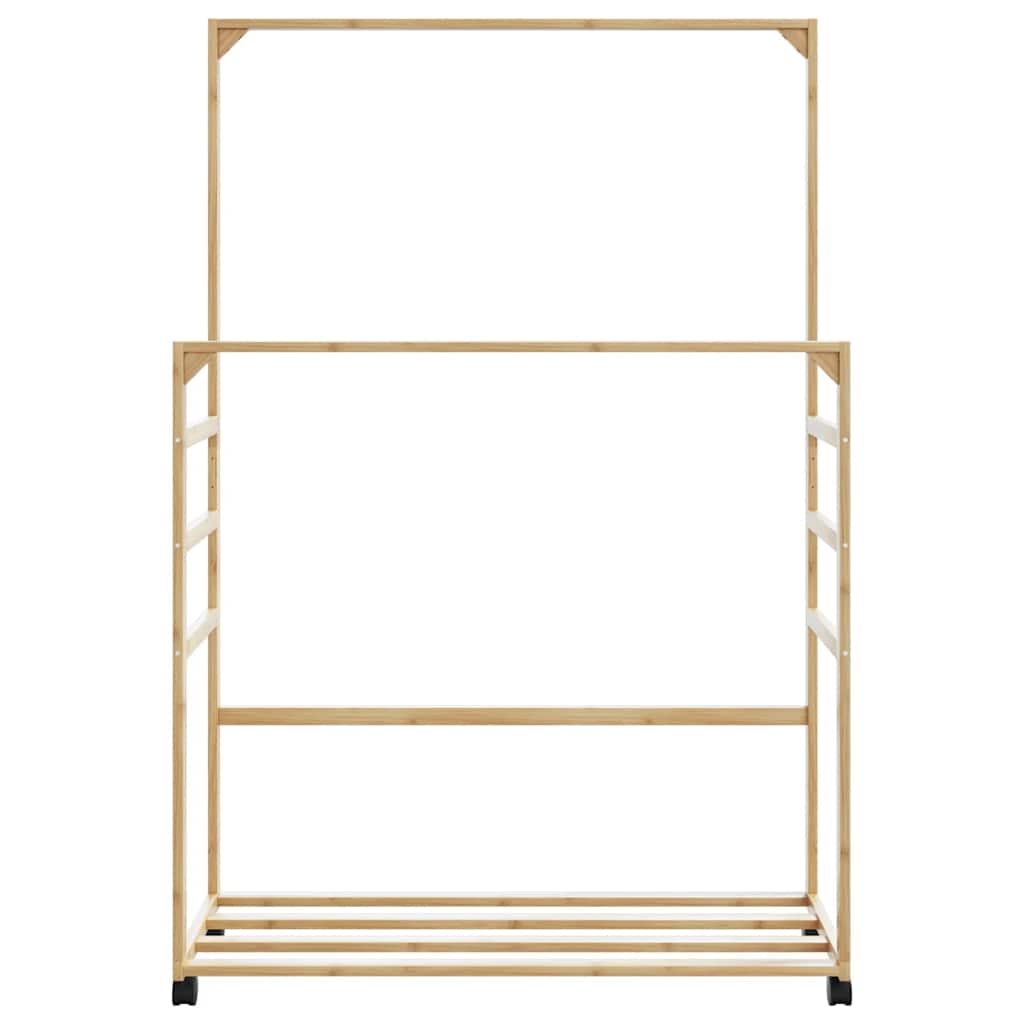 VidaXL Clothes Rack 90x35x155 cm Bamboo Construction With Shelves And Wheels For Small Spaces - vidaXL - Home Symphony