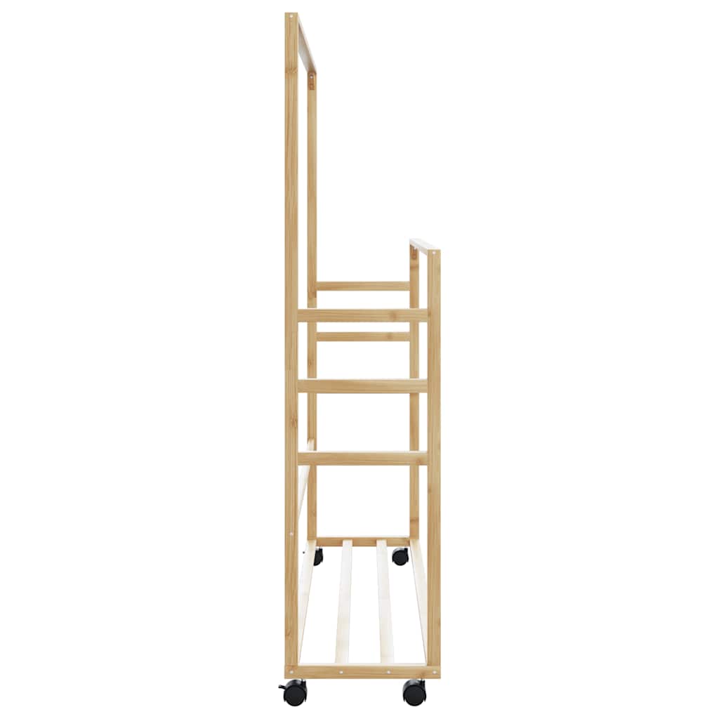 VidaXL Clothes Rack 90x35x155 cm Bamboo Construction With Shelves And Wheels For Small Spaces - vidaXL - Home Symphony