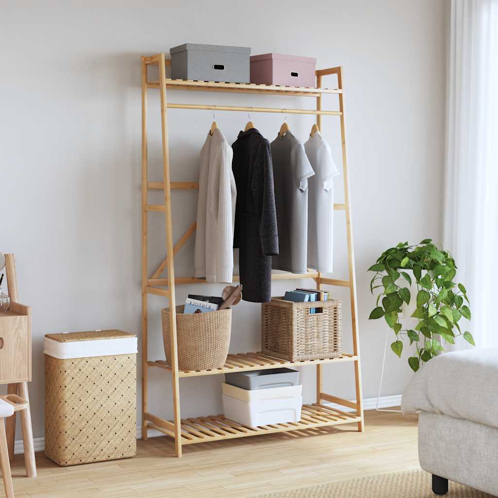 vidaXL Clothes Rack With Shelves 110x40x180 cm Bamboo Durable Natural Organizer For Home Organization - vidaXL - Home Symphony