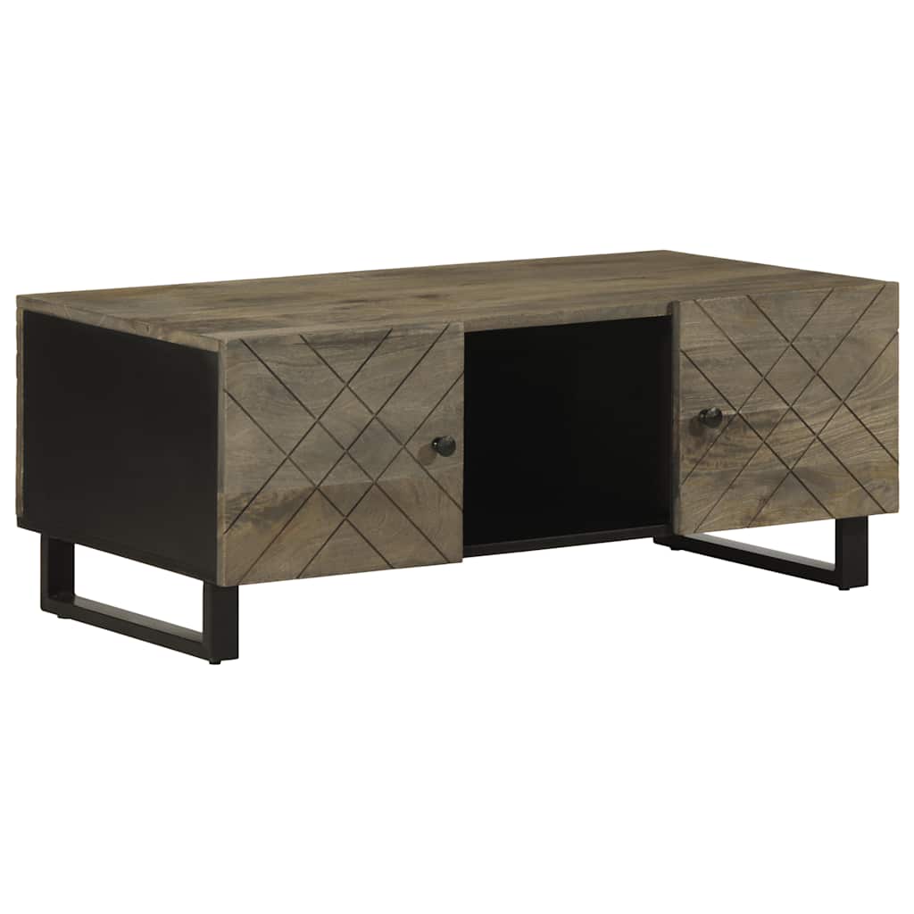 VidaXL Coffee Table 100x54x40 cm Solid Mango Wood With Weathered Black Finish And Textured Grain Living Room - vidaXL - Home Symphony