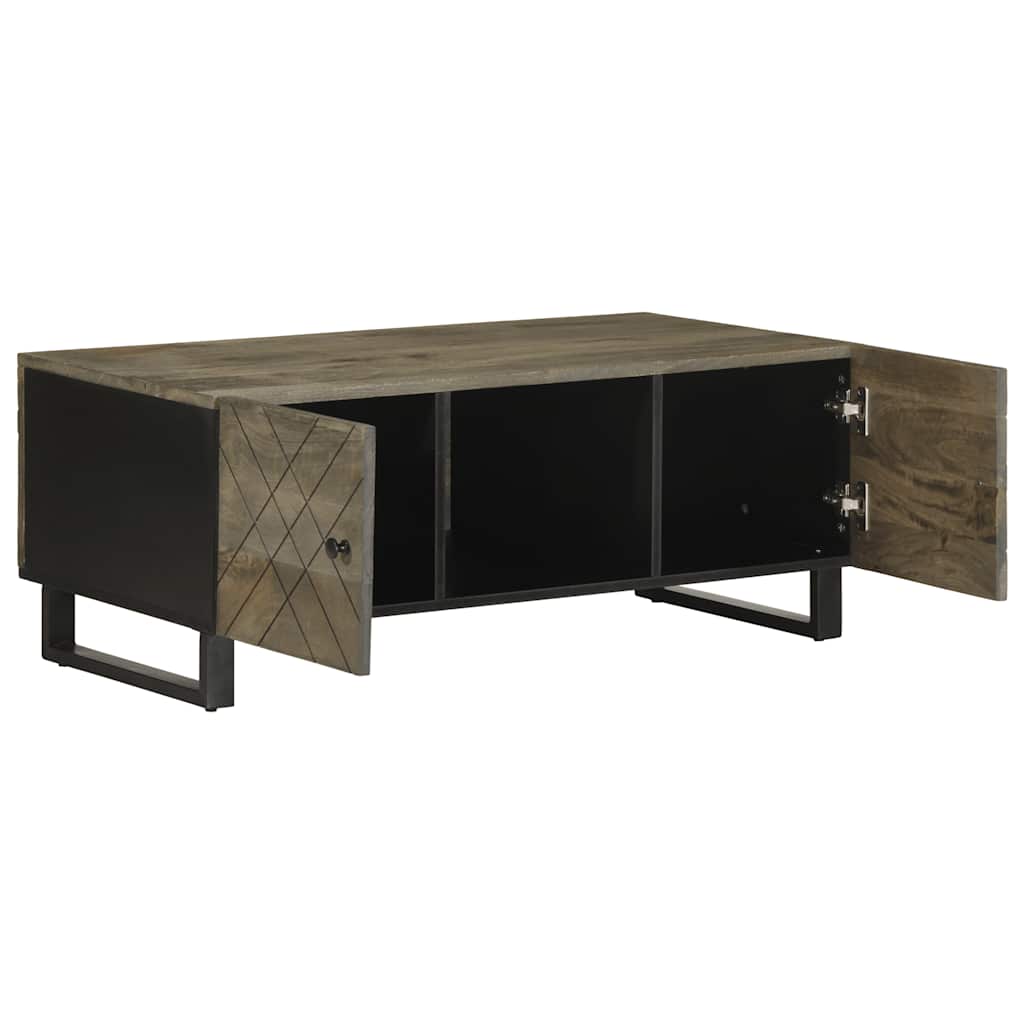 VidaXL Coffee Table 100x54x40 cm Solid Mango Wood With Weathered Black Finish And Textured Grain Living Room - vidaXL - Home Symphony