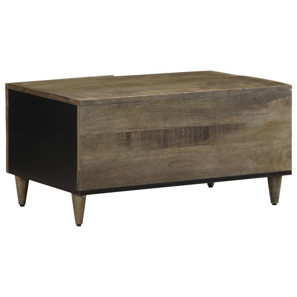 vidaXL Coffee Table 80x50x40 cm Solid Mango Wood Light Grey With Carved Drawer For Living Room - vidaXL - Home Symphony