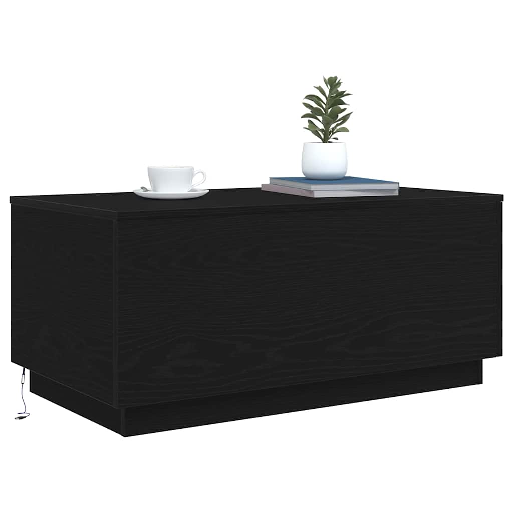 VidaXL Coffee Table 90x50x40 cm With LED Lights Black Oak For Modern Living Rooms - vidaXL - Home Symphony