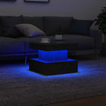 vidaXL Coffee Table 50x50x40 Cm LED Lights Black Oak Modern Living Room Decor Accent - vidaXL - Home Symphony