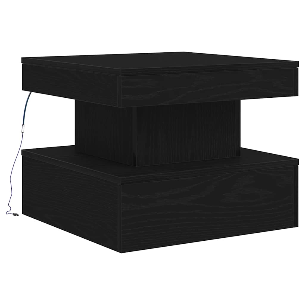 vidaXL Coffee Table 50x50x40 Cm LED Lights Black Oak Modern Living Room Decor Accent - vidaXL - Home Symphony