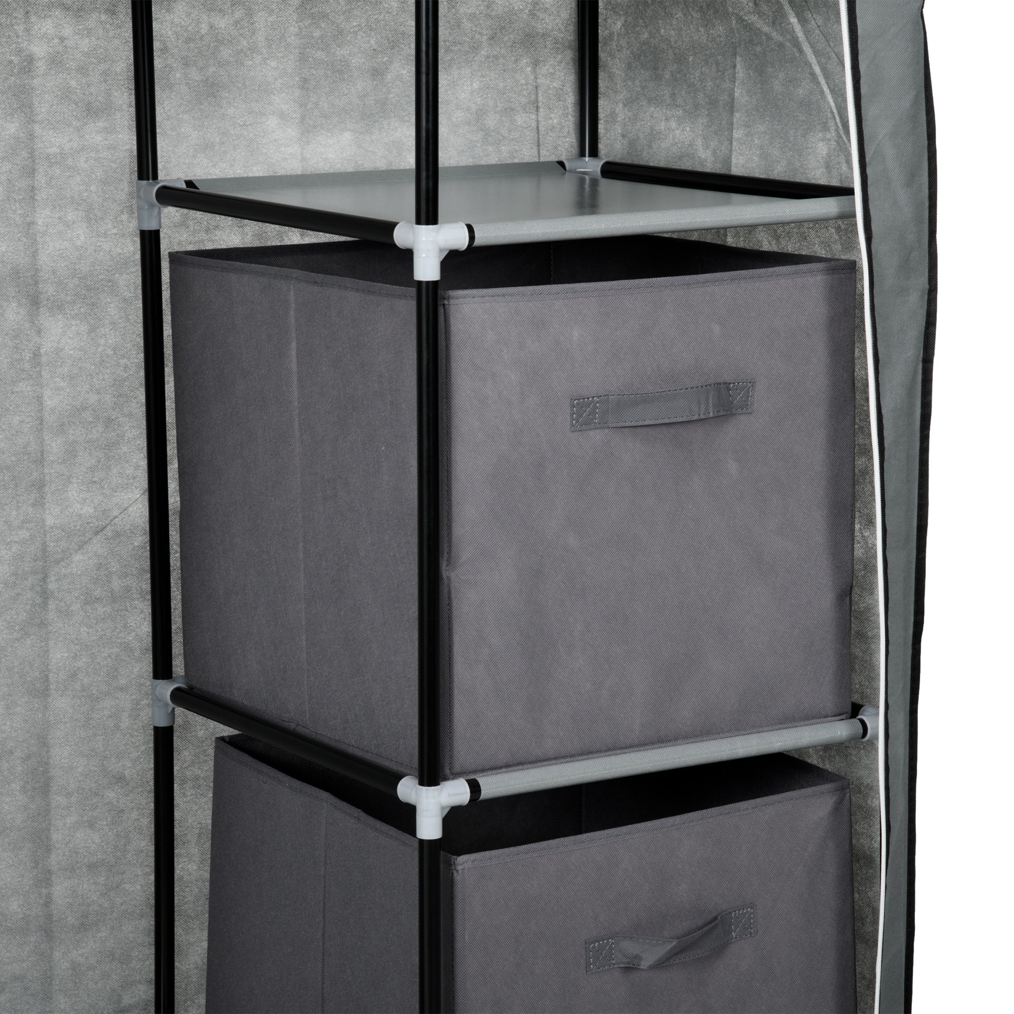 Homcom Fabric Wardrobe Compact With 2 Drawers For Dorms: compact storage with hanging rod and two fabric drawers