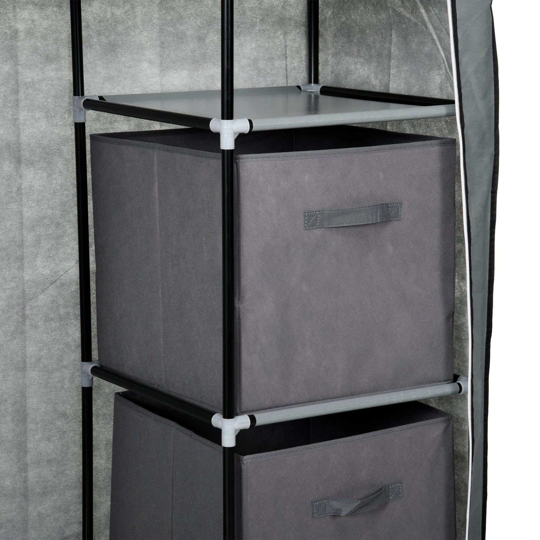 HOMCOM Homcom Fabric Wardrobe Compact With 2 Drawers For Dorms - Wardrobe