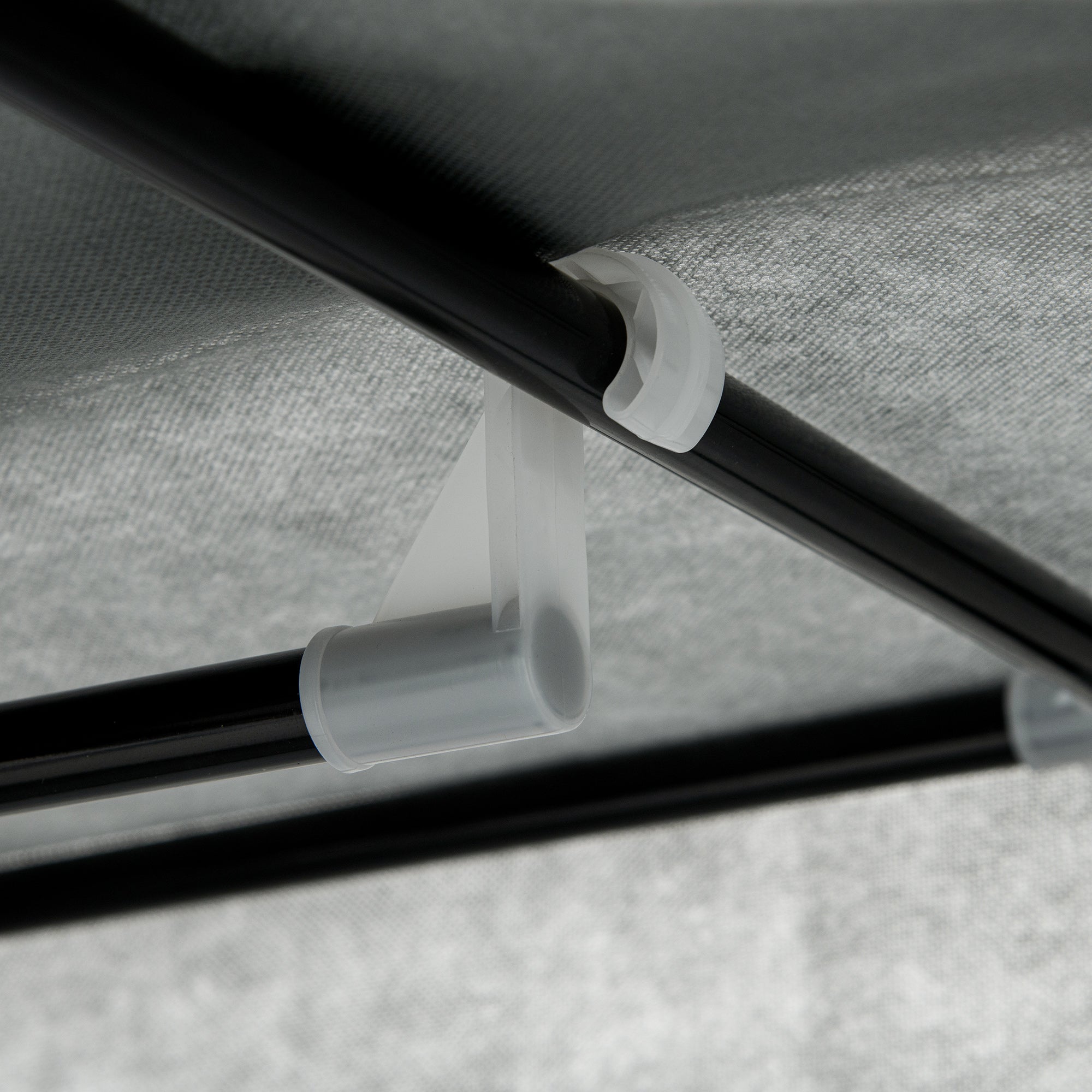 Homcom Fabric Wardrobe Compact With 2 Drawers For Dorms frame connector on a metal rod with fabric cover.