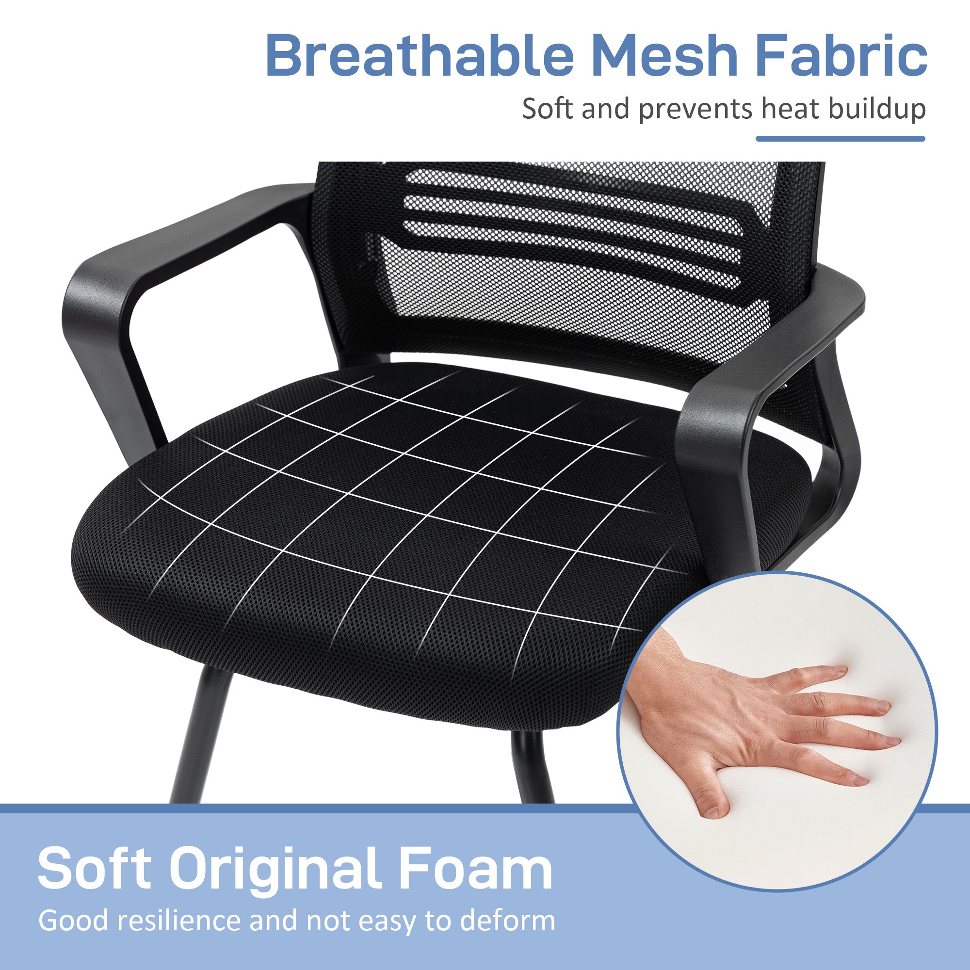 HOMCOM Meeting Chair Standard Ergonomic Support For Office with breathable mesh seat and ergonomic backrest