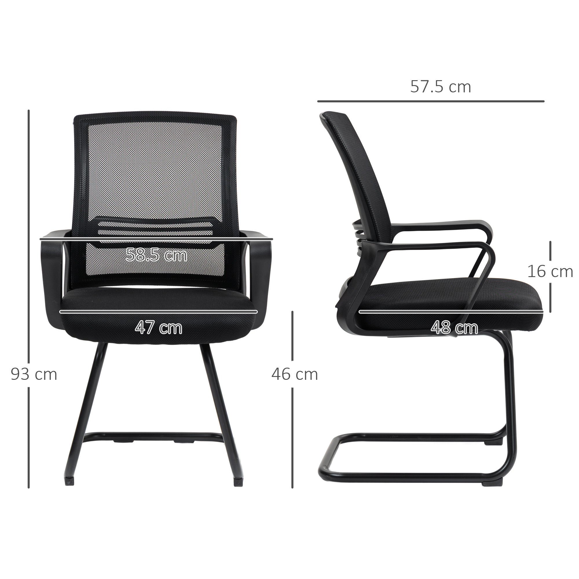 HOMCOM Meeting Chair Standard Ergonomic Support For Office with breathable mesh back and ergonomic backrest