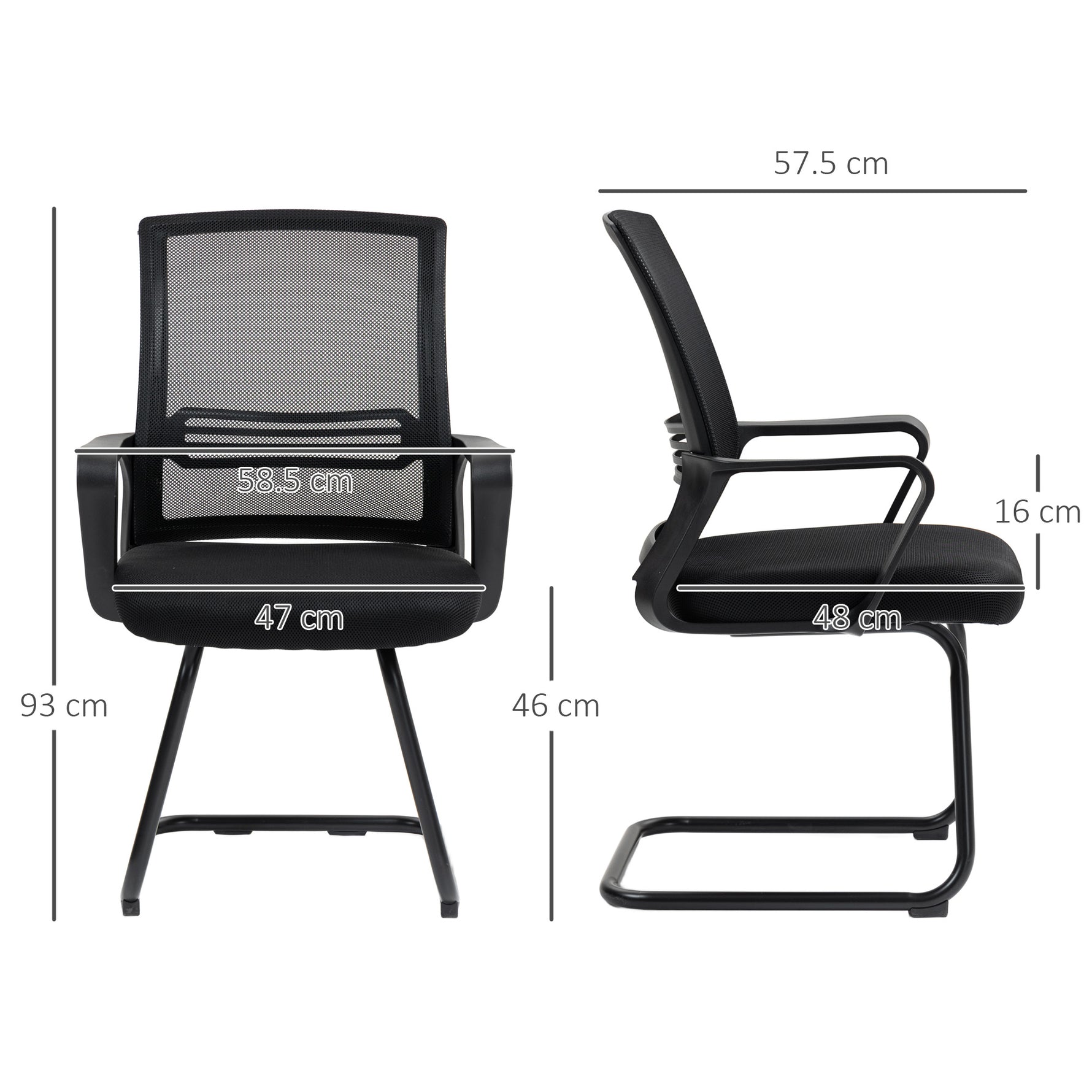 HOMCOM Meeting Chair Standard Ergonomic Support For Office with breathable mesh back and ergonomic backrest