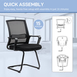 HOMCOM Meeting Chair Standard Ergonomic Support For Office with mesh back, padded seat, black frame.