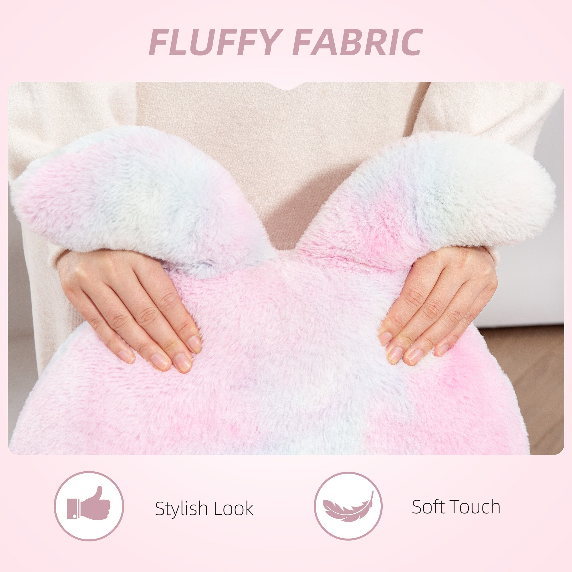 HOMCOM Armless Desk Chair 43 To 51 Cm 360 Swivel Vanity with bunny ears backrest and plush faux fur upholstery