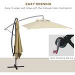 Outsunny Outsunny 3 m Cantilever Parasol with Cross Base, Crank Handle - Parasol