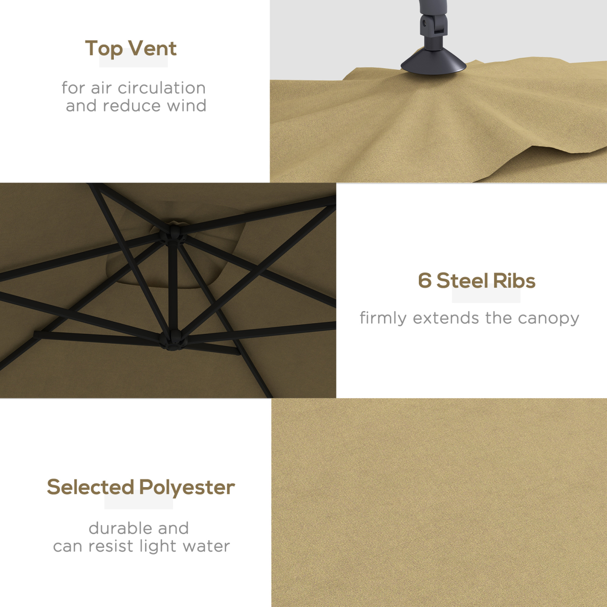 Outsunny Outsunny 3 m Cantilever Parasol with Cross Base, Crank Handle - Parasol