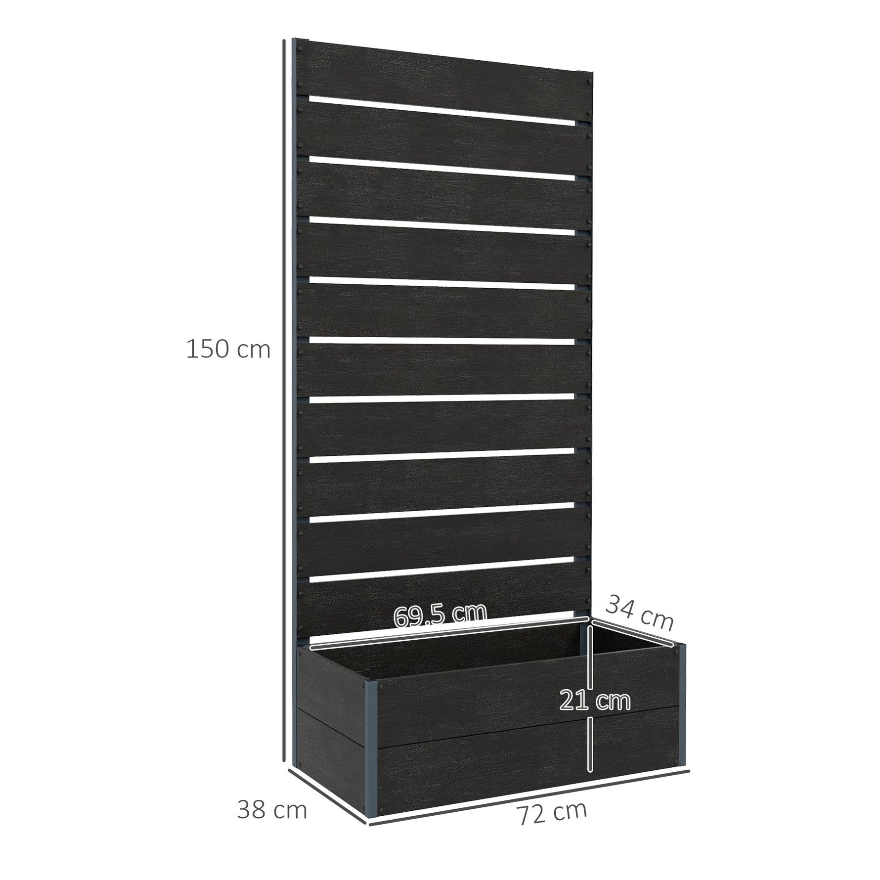 Outsunny Outsunny Raised Garden Bed Trellis Planter Box Black - Planters