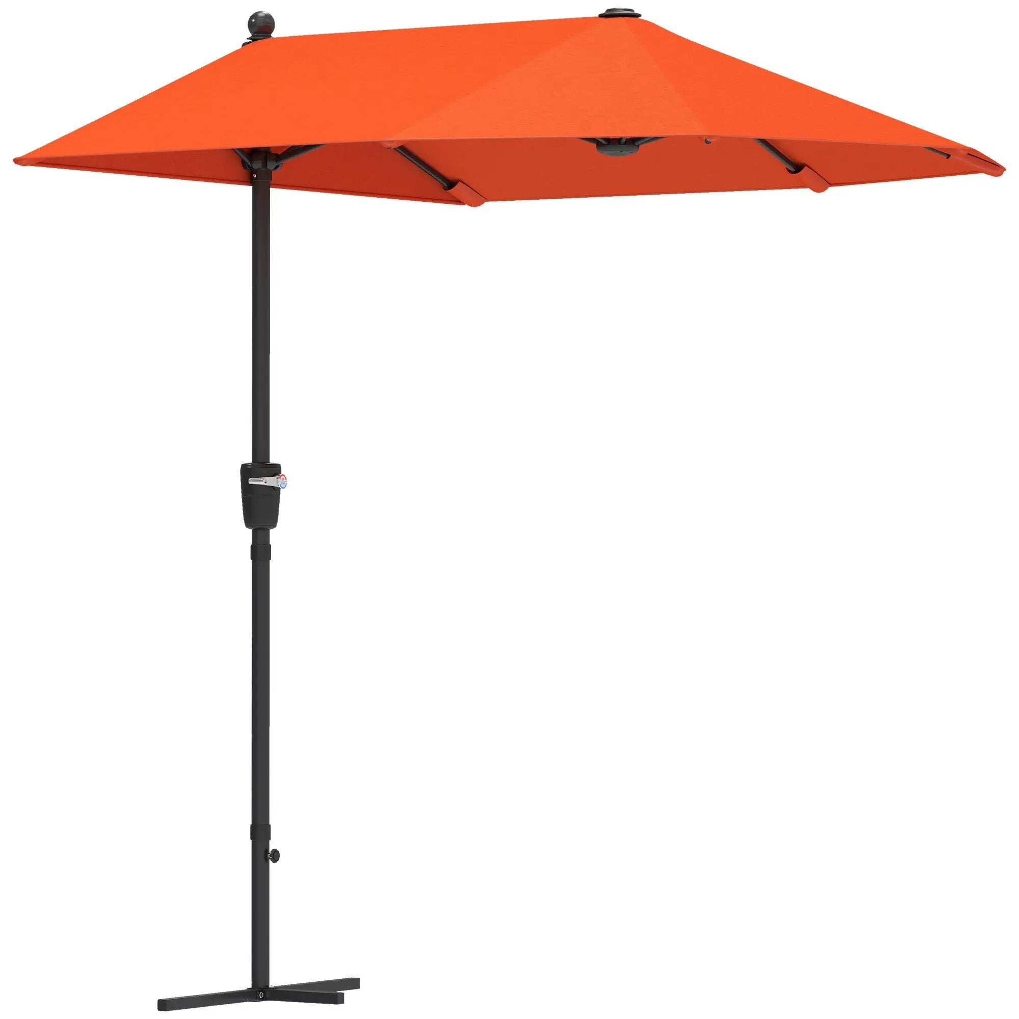 Outsunny Outsunny 2m Half Garden Parasol Market Umbrella w/ Crank Handle, Orange - Parasol