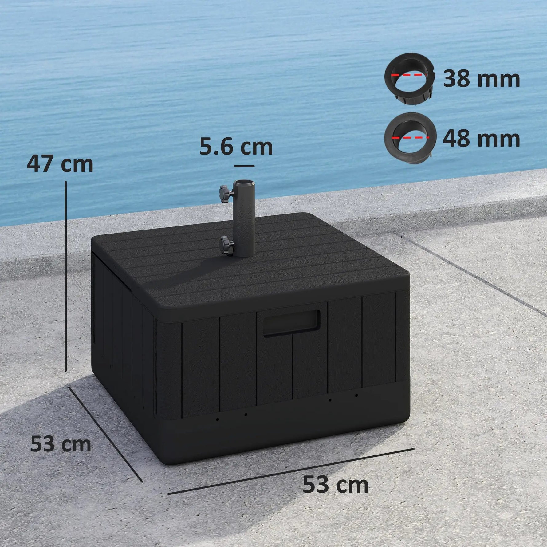 Outsunny Outsunny Garden Parasol Base, Sand/Water Filled Garden Umbrella Stand, Black - Parasol