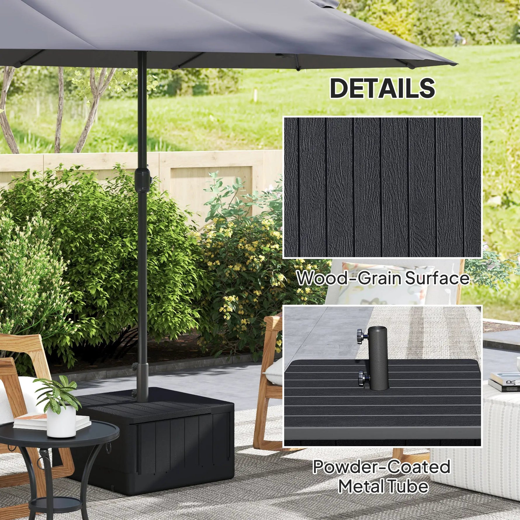 Outsunny Outsunny Garden Parasol Base, Sand/Water Filled Garden Umbrella Stand, Black - Parasol