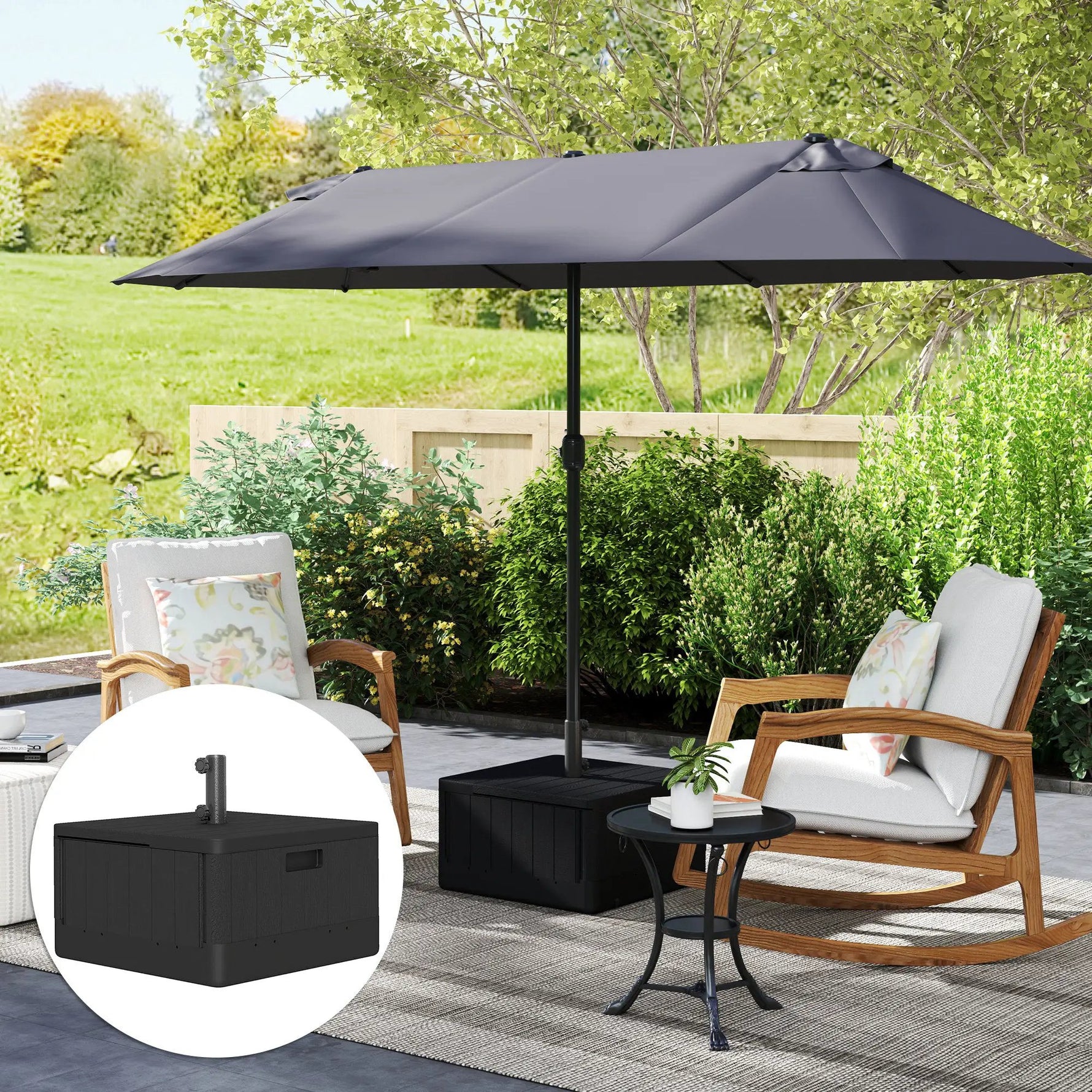 Outsunny Outsunny Garden Parasol Base, Sand/Water Filled Garden Umbrella Stand, Black - Parasol