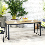 Outsunny Outsunny Garden Dining Table for 6 People with Slatted Table Top Metal Frame - Garden Table