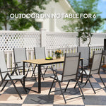 Outsunny Outsunny Garden Dining Table for 6 People with Slatted Table Top Metal Frame - Garden Table