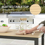 Outsunny Outsunny Garden Dining Table for 6 People with Slatted Table Top Metal Frame - Garden Table
