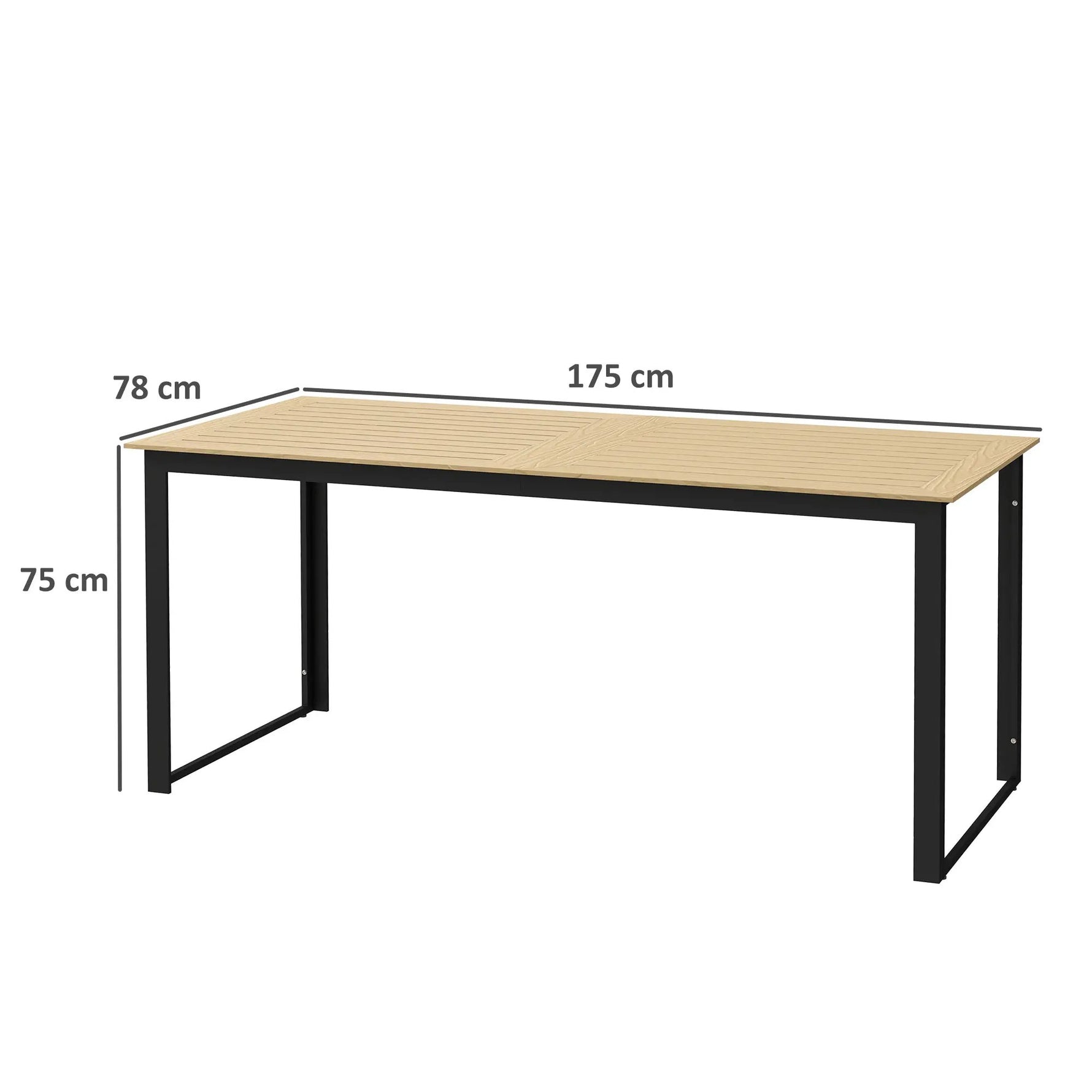 Outsunny Outsunny Garden Dining Table for 6 People with Slatted Table Top Metal Frame - Garden Table