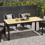 Outsunny Outsunny Garden Dining Table for 6 People with Slatted Table Top Metal Frame - Garden Table