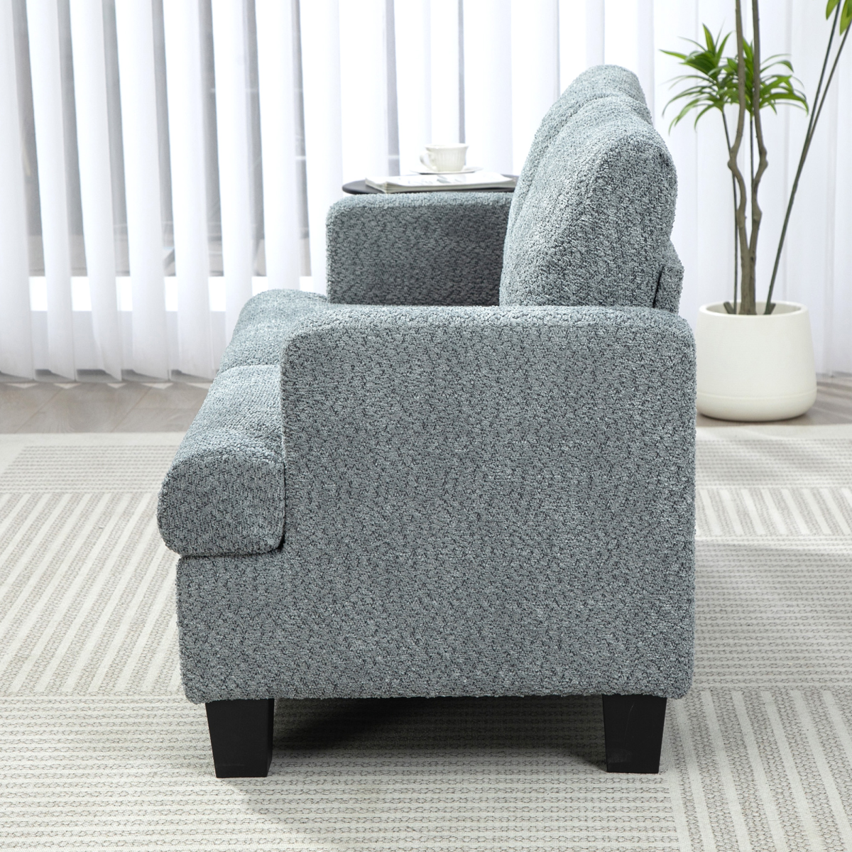 Homcom Chenille Loveseat 138 cm S Springs For Small Rooms - compact blue-grey chenille sofa by Homcom