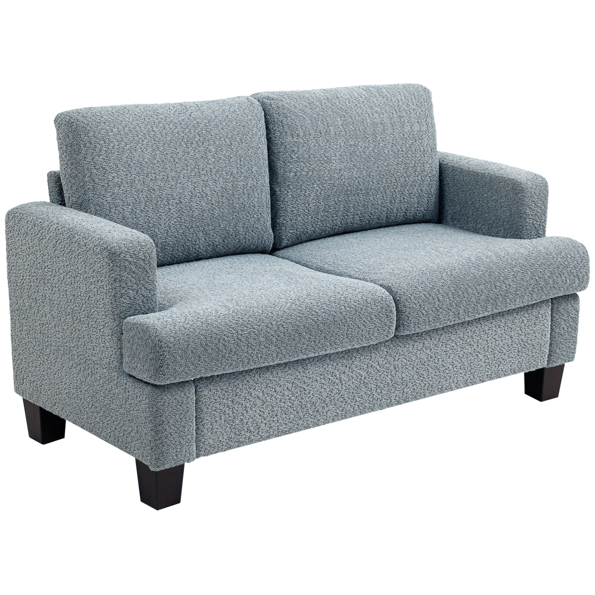 Homcom Chenille Loveseat 138 cm S Springs For Small Rooms compact blue-grey chenille sofa with cushions