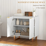 HOMCOM HOMCOM Compact Storage Cabinet With Gold Accents And Ridged Doors For Living Room - Office Storage