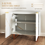 HOMCOM HOMCOM Compact Storage Cabinet With Gold Accents And Ridged Doors For Living Room - Office Storage