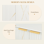 HOMCOM HOMCOM Compact Storage Cabinet With Gold Accents And Ridged Doors For Living Room - Office Storage