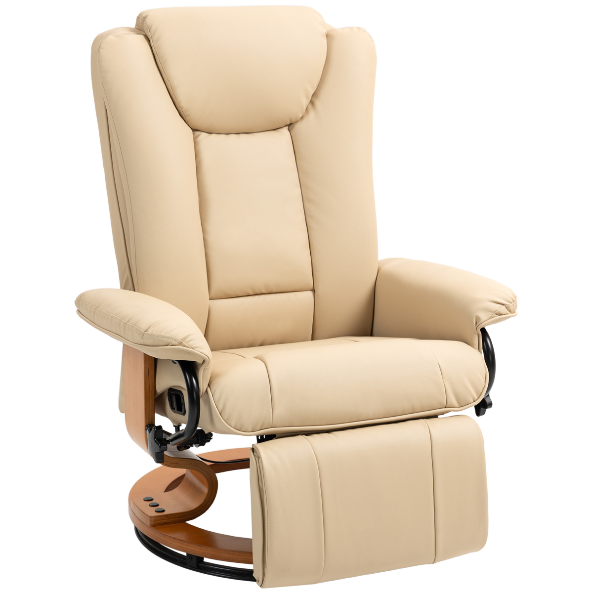 HOMCOM Reclining Armchair 135Degree Footrest LivingRoom beige with 360-degree swivel base.
