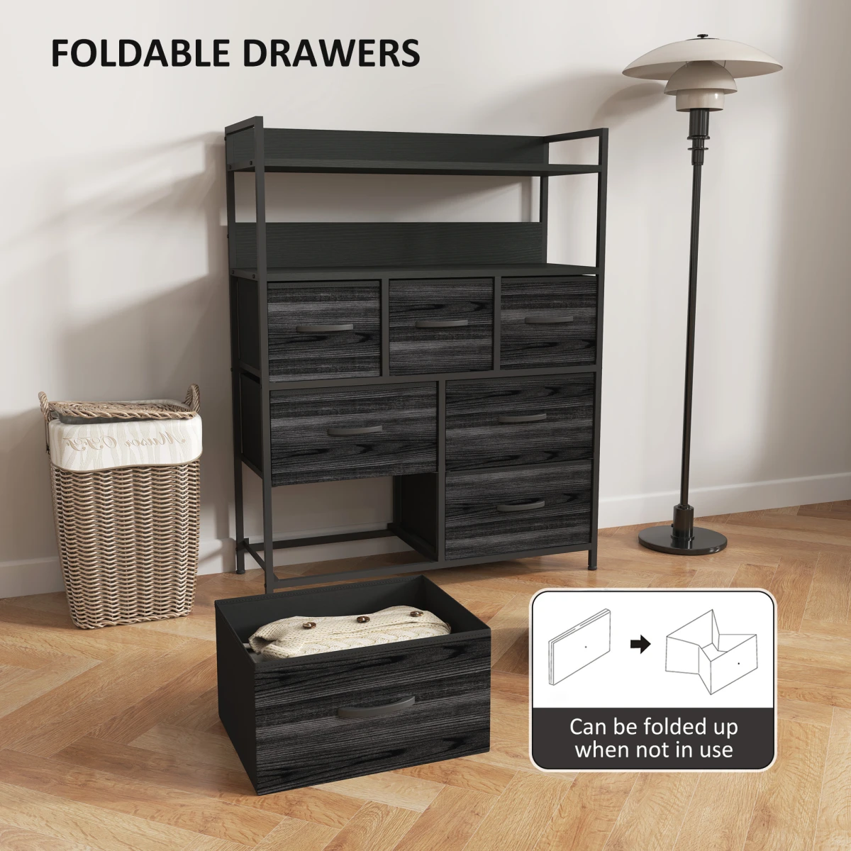 HOMCOM 7 Drawer Dresser Tall With Shelves Bedroom by HOMCOM