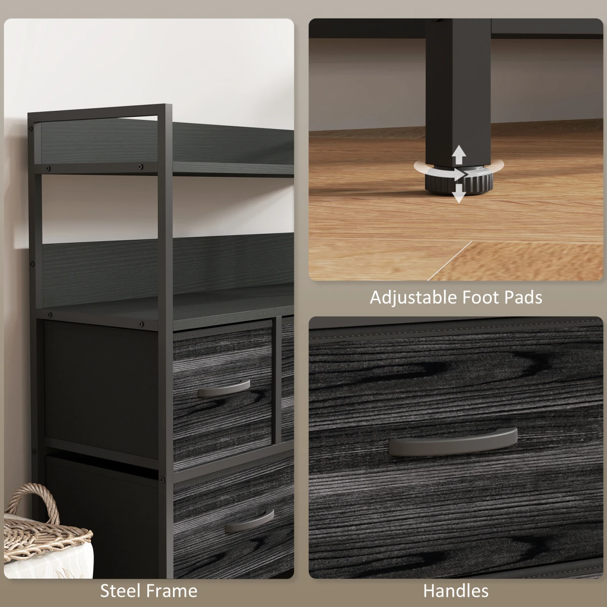 HOMCOM 7 Drawer Dresser Tall With Shelves Bedroom by HOMCOM